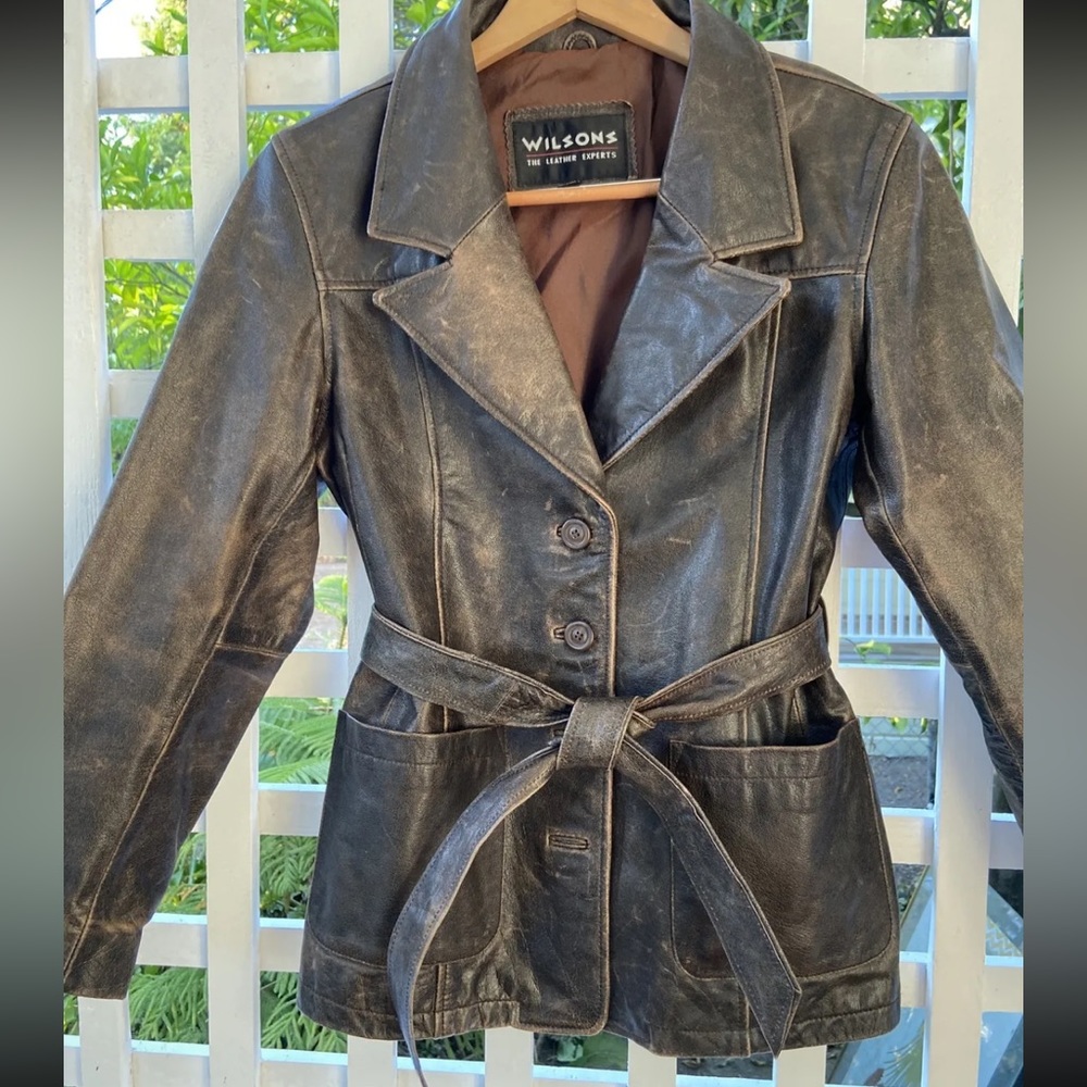Wilson’s leather jacket size medium, belted